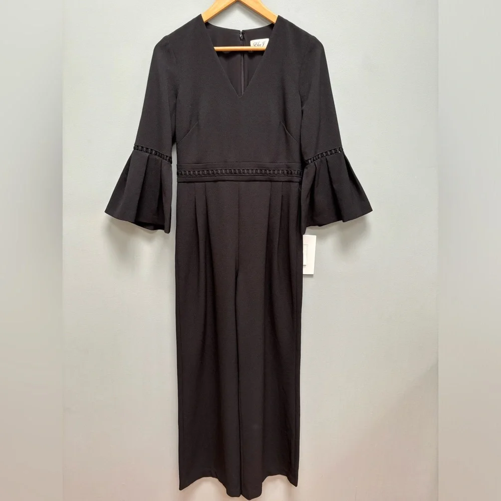 Eliza J Bell Sleeve Wide Leg Jumpsuit in Black 6P